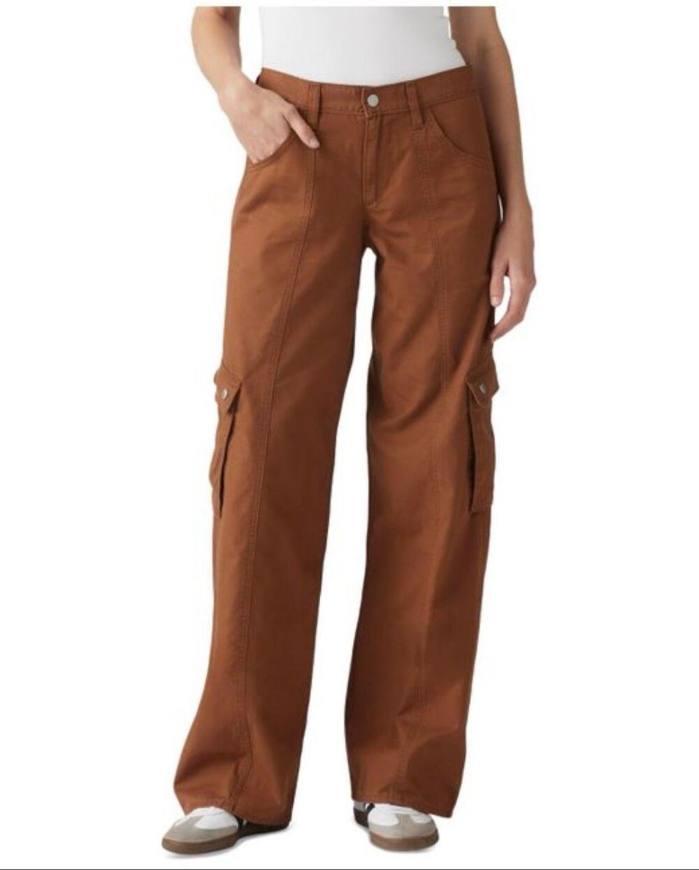 Levi's Super Low Linen Blend Loose-Fit Cargo Jeans Sorrel Horse 24x32 - Picture 1 of 4